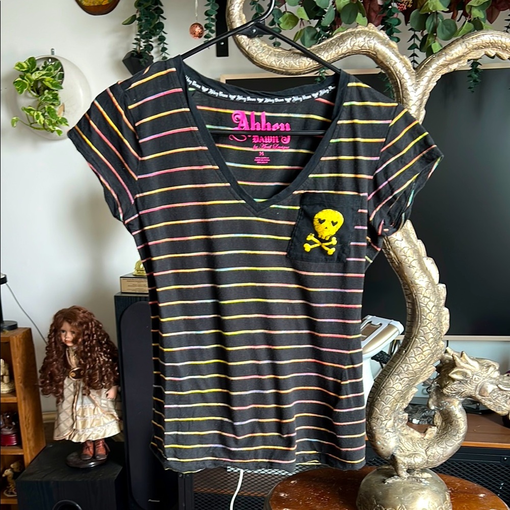 Abbey Dawn Black and Rainbow fitted tee